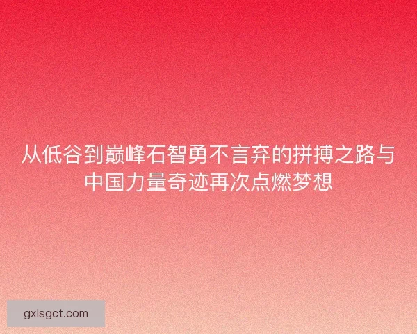 从低谷到巅峰石智勇不言弃的拼搏之路与中国力量奇迹再次点燃梦想